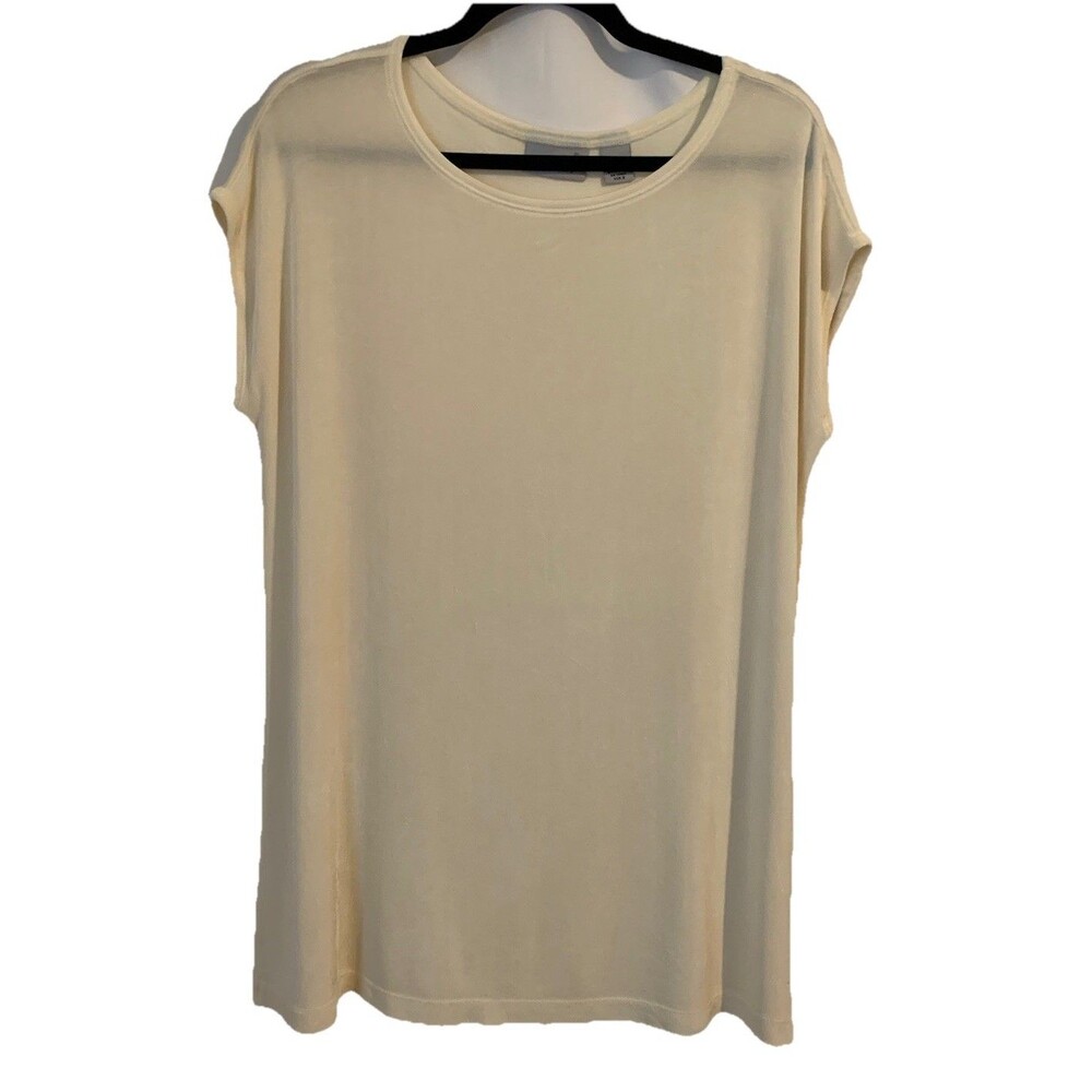 Chicos Travelers Size 3 Womens XL Top Cream Colored Slinky